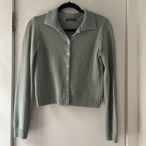 Brandy Melville Sage Green Polo Cardigan